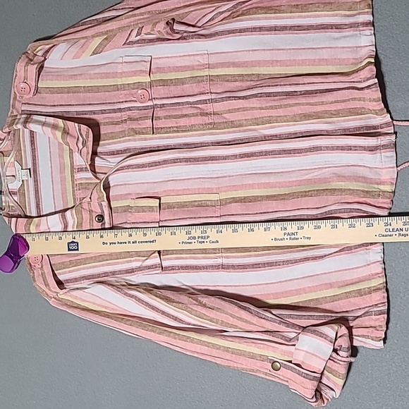 CATO Women's Pink Striped Front Zip Thin Jacket -Size Large - Picture 12 of 15